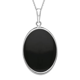 Sterling Silver Whitby Jet Abbey Moon Oval Necklace P3436