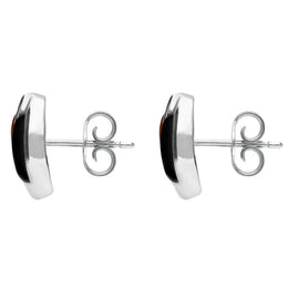 Sterling Silver Whitby Jet Amber Double Stone Stud Earrings E1805 side
