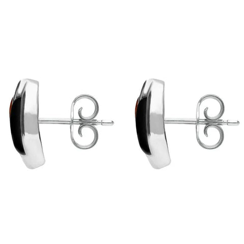 Sterling Silver Whitby Jet Amber Double Stone Stud Earrings E1805 side