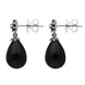 Sterling Silver Whitby Jet Amethyst Pearl Flower Drop Earrings E1701