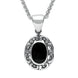 Sterling Silver Whitby Jet Antique Frame Necklace. P128. 
