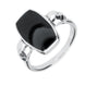 Sterling Silver Whitby Jet Barrel Skull Shank Ring. R936