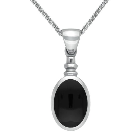 Sterling Silver Whitby Jet Bottletop Necklace P008