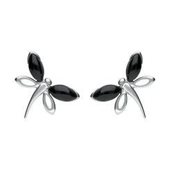 Sterling Silver Whitby Jet Butterfly Stud Earrings E1898.