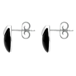 Sterling Silver Whitby Jet Button Cap Stud Earrings