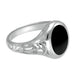 Sterling Silver Whitby Jet Carved Shoulder Oval Signet Ring. R099