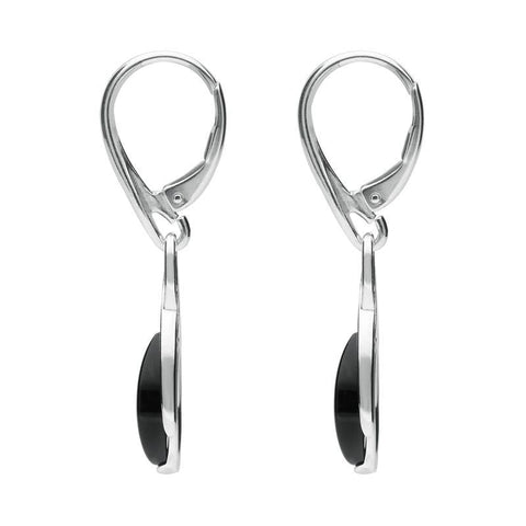 Sterling Silver Whitby Jet Celtic Pear Drop Earrings E2053
