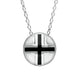 Sterling Silver Whitby Jet Cross Sphere Pendant Necklace. P3010