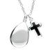 Sterling Silver Whitby Jet Cross and Pear Pendant Necklace. P3011
