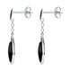 Sterling Silver Whitby Jet Curved Diamond Shape Chain Drop Earrings E1812 side