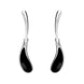 Sterling Silver Whitby Jet Curved Tear Drop Earrings. E1809.