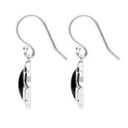 Sterling Silver Whitby Jet Cushion Fancy Edged Drop Earrings E2315