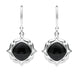 Sterling Silver Whitby Jet Cushion Fancy Edged Drop Earrings E2315