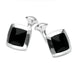 Sterling Silver Whitby Jet Domed Square Cufflinks CL519