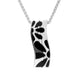 Sterling Silver Whitby Jet Flower Pattern Wavy Oblong Necklace P1250