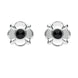 Sterling Silver Whitby Jet Four Petal Flower Stud Earrings E1624