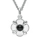 Sterling Silver Whitby Jet Four Petal Yorkshire Rose Necklace. P2095