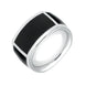 Sterling Silver Whitby Jet Four Stone Oblong Wide Band Ring R1046