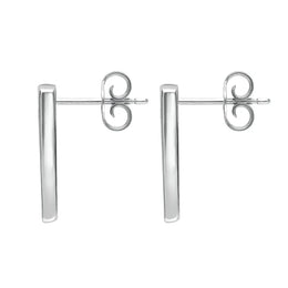 Sterling Silver Whitby Jet Four Stone Zigzag Oblong Stud Earrings E442 side