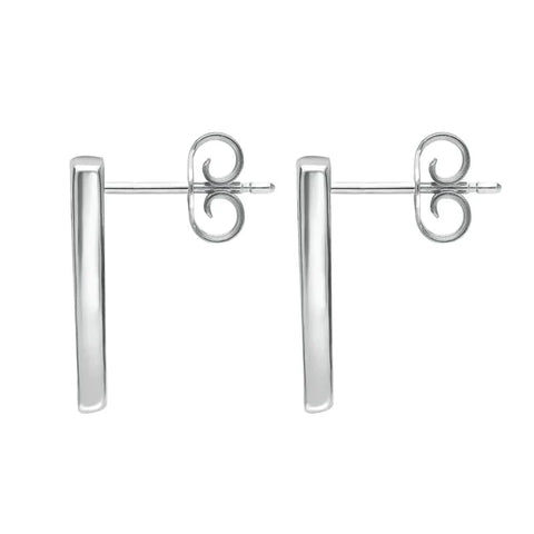 Sterling Silver Whitby Jet Four Stone Zigzag Oblong Stud Earrings E442 side