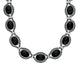 Sterling Silver Whitby Jet Foxtail Oval Fifteen Stone Necklace D