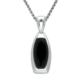 Sterling Silver Whitby Jet Barrel Frame Necklace P1396