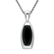 Sterling Silver Whitby Jet Barrel Frame Necklace P1396