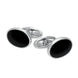Sterling Silver Whitby Jet Framed Oval Cufflinks. CL496.