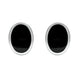 Sterling Silver Whitby Jet Framed Oval Stud Earrings. E016.