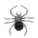 Sterling Silver Whitby Jet Garnet Marcasite House Style Large Spider Brooch. M343.