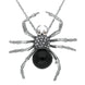 Sterling Silver Whitby Jet Garnet Marcasite House Style Large Spider Brooch. M343.