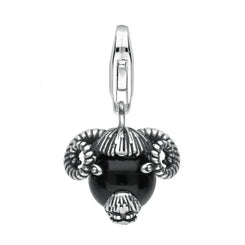 Sterling Silver Whitby Jet Great Yorkshire Show Rams Head Charm G696