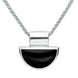 Sterling Silver Whitby Jet Half Moon Shape Necklace. P391