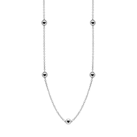 Sterling Silver Whitby Jet Heart Link Disc Chain Necklace. N746