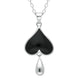 Sterling Silver Whitby Jet Heart Teardrop Necklace, P2716.