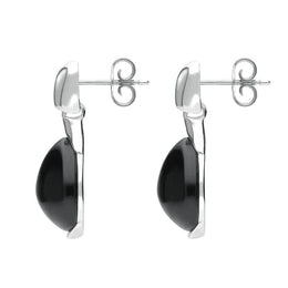 Sterling Silver Whitby Jet Hinge Top Pear Drop Earrings E2431