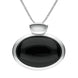 Sterling Silver Whitby Jet Horizontal Oval Necklace