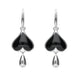 Sterling Silver Whitby Jet Heart Teardrop Hook Earrings. E2018.