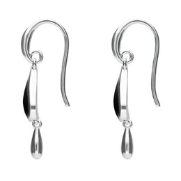 Sterling Silver Whitby Jet Inverted Heart Two Piece Set. S020