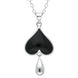 Sterling Silver Whitby Jet Inverted Heart Two Piece Set. S020