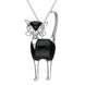 Sterling Silver Whitby Jet Large Cat Necklace, P3439. 