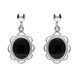 Sterling Silver Whitby Jet Large Oval Rope Frill Drop Earrings E080