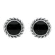 Sterling Silver Whitby Jet Large Rope Edge Round Stud Earrings E115