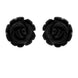 Sterling Silver Whitby Jet Large Rose Stud Earrings, E2150.
