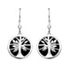 Sterling Silver Whitby Jet Large Round Tree of Life Two Piece Set S063