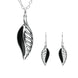 Sterling Silver Whitby Jet Leaf Drop Two Piece Set. S023