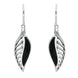 Sterling Silver Whitby Jet Leaf Drop Two Piece Set. S023