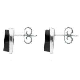 Sterling Silver Whitby Jet Long Oval Stud Earrings E1797