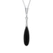 Sterling Silver Whitby Jet Long Slim Pear Drop Necklace P1591