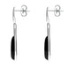 Sterling Silver Whitby Jet Long Slim Pear Drop Stud Earrings. E1110.